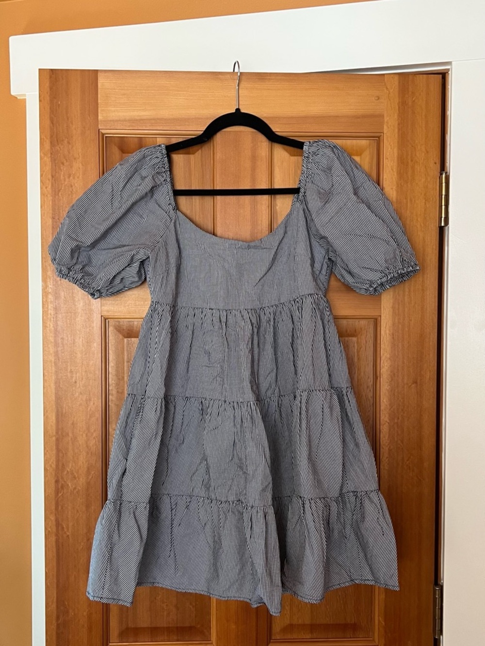 NIA black and white gingham babydoll dress